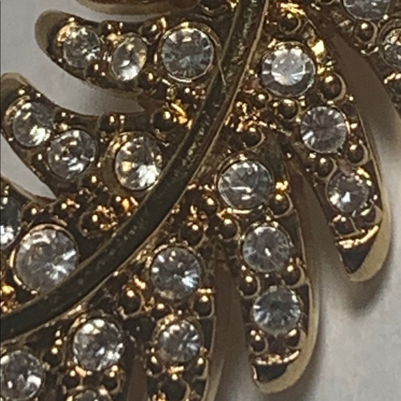 Swarovski Feather Brooch Pin Pave Crystals - Picture 2 of 6